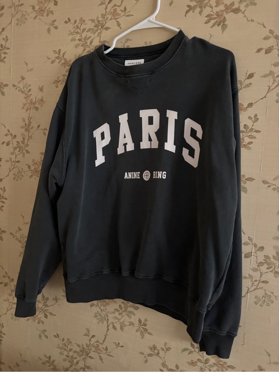 Anine Bing Tops - Anine Bing Black 'PARIS' Crewneck Sweater with White Script
